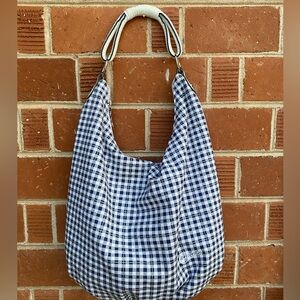 Vintage Candies Blue & White Checkered Shoulder Bag